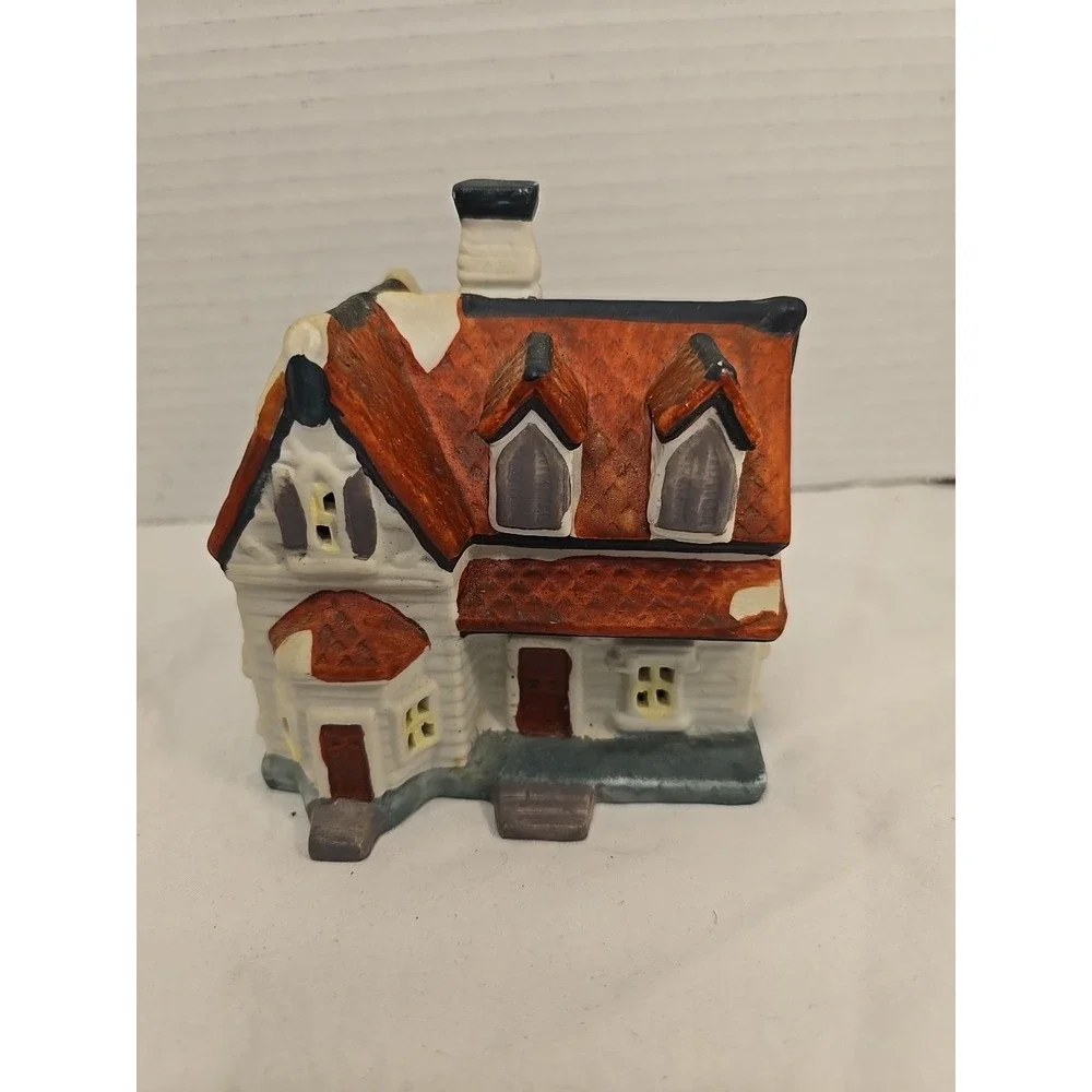 1995‎ Santa's Best Village Victorian Ceramic House RED ROOF Christmas Village
